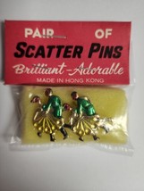 Vintage Brooches Pair of Dancing Enamel Scatter Pins New Old Stock Rare ... - $9.99