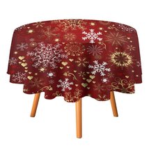Classic Snowflakes Tablecloth Round Kitchen Dining for Table Cover Decor... - £12.73 GBP+