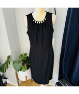 Eliza J Faux Pearl Sleeveless Shift Dress Classic Little Black Dress Siz... - $135.40 CAD