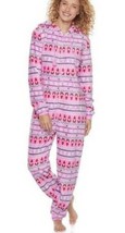 Womens One Piece Pajamas Christmas SO Gnome Hooded Long Sleeve Zip Fleece-sz S - £23.74 GBP