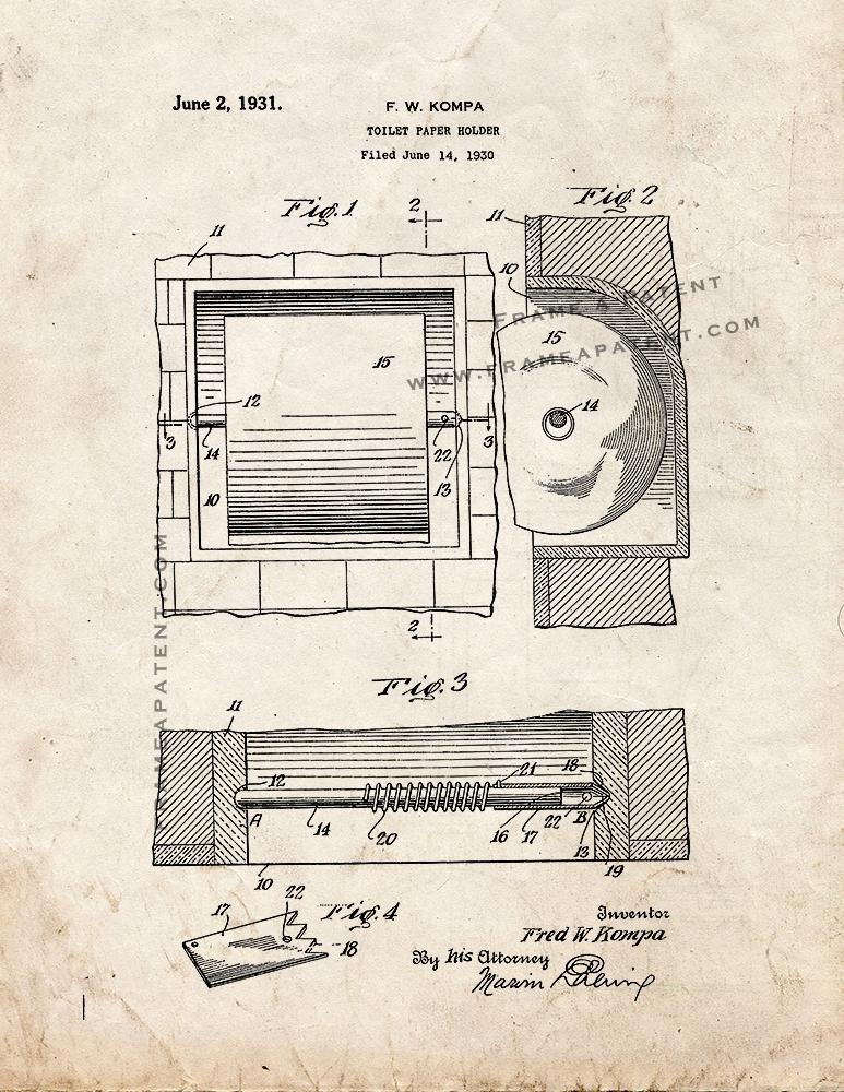 Toilet Paper Holder Patent Print - Old Look