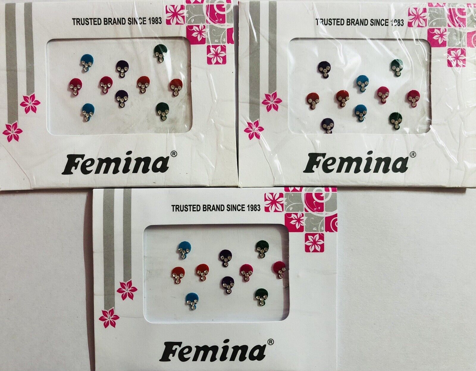 3 pack 30 pc Indian Forehead Stone Bindi Temporary Body Tattoo Sticker C... - $8.65