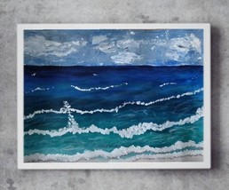 A4 Size Beach Original Painting, Acrylic on Paper, Not a print, Original... - $40.00