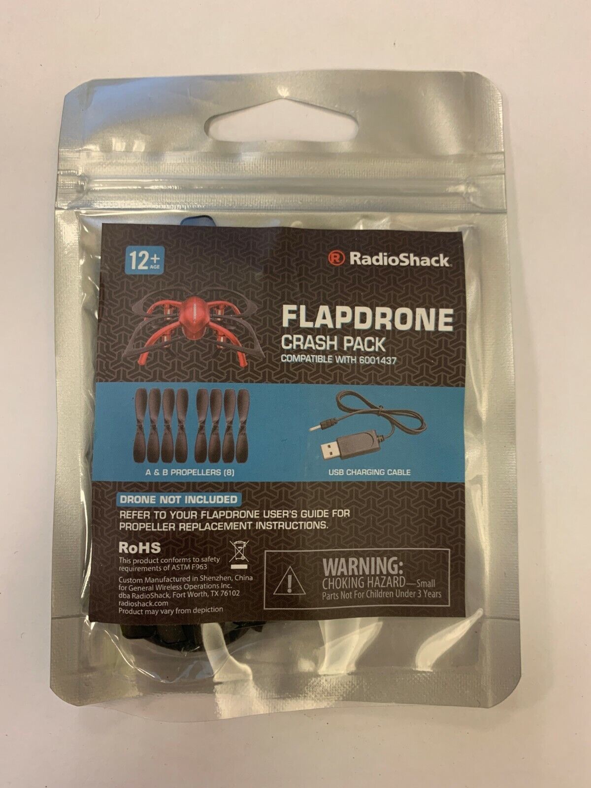 Crash pack for 6001437 Flapdrone Drone - A &amp; B Propellers Charger NEW - $7.99