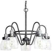 Progress Lighting Crofton 5-Light Rustic Pewter Chandelier w/ Clear Seed... - £59.71 GBP