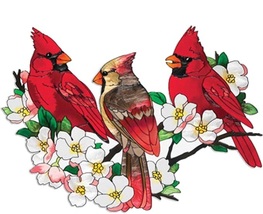Cardinals in dogwood tree cross stitch pattern thumb200