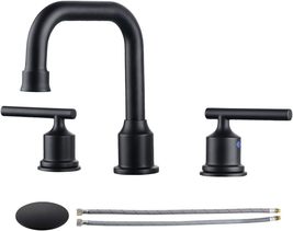 WOWOW Two Handles Widespread 8 inch Bathroom Faucet Black 3 Pieces Basin... - $48.99