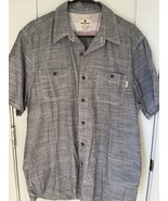 WOOLRICH Shirt Mens LARGE Chambray Gray Denim Short Sleeve Button Up Poc... - £35.00 GBP