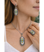 Jewelry set with hand-embroidered embroidery. - $110.00