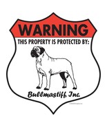 Warning! Bullmastiff - Property Protected Dog Aluminum Sign - Badge Shape - $14.95