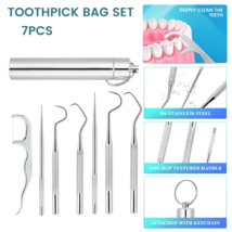 Stainless Steel Toothpick 304 Household Portable Cleaning Tool Toothpick Set 7pc - £8.55 GBP+
