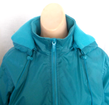 TOTES Aqua Blue Windbreaker Rain Jacket Removable Hood Fleece Lined 4 Pockets S - $19.79