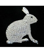 EASTER BUNNY RABBIT PIN BROOCH LARGE CRYSTAL RHINESTONE ALL STONES PRONG... - $34.95