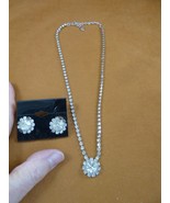(vn-8) vintage white rhinestone necklace + earrings set costume jewelry ... - $93.54 CAD