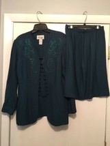 Vintage Early 90&#39;s Woman&#39;s Size 10 Skirt Top Suit Set Shoulder Pads Never Worn - £5.42 GBP