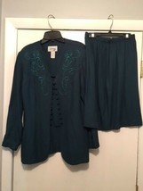 Vintage Early 90&#39;s Woman&#39;s Size 10 Skirt Top Suit Set Shoulder Pads Neve... - £5.46 GBP