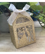 Bride and Groom Laser Cut Wedding Favor Boxes Chocolate Box with Ribbon ... - $24.00