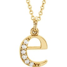 Precious Stars 14K Yellow Gold 0.03CTW White Diamond Initial E Pendant Necklace - £234.04 GBP