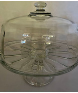 Cake Plate w Dome Glass 2 PC 11&quot; Diameter Plate Stands 5&quot; Dome Stands 4&quot; - £30.54 GBP