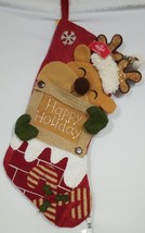 Holiday Time &#39;&#39;Happy Holiday&#39;&#39; 2D Burlap Snow Man Christmas Stocking 20&quot; - £11.84 GBP