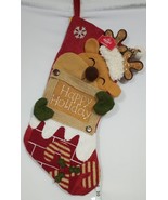 Holiday Time &#39;&#39;Happy Holiday&#39;&#39; 2D Burlap Snow Man Christmas Stocking 20&quot; - £11.65 GBP