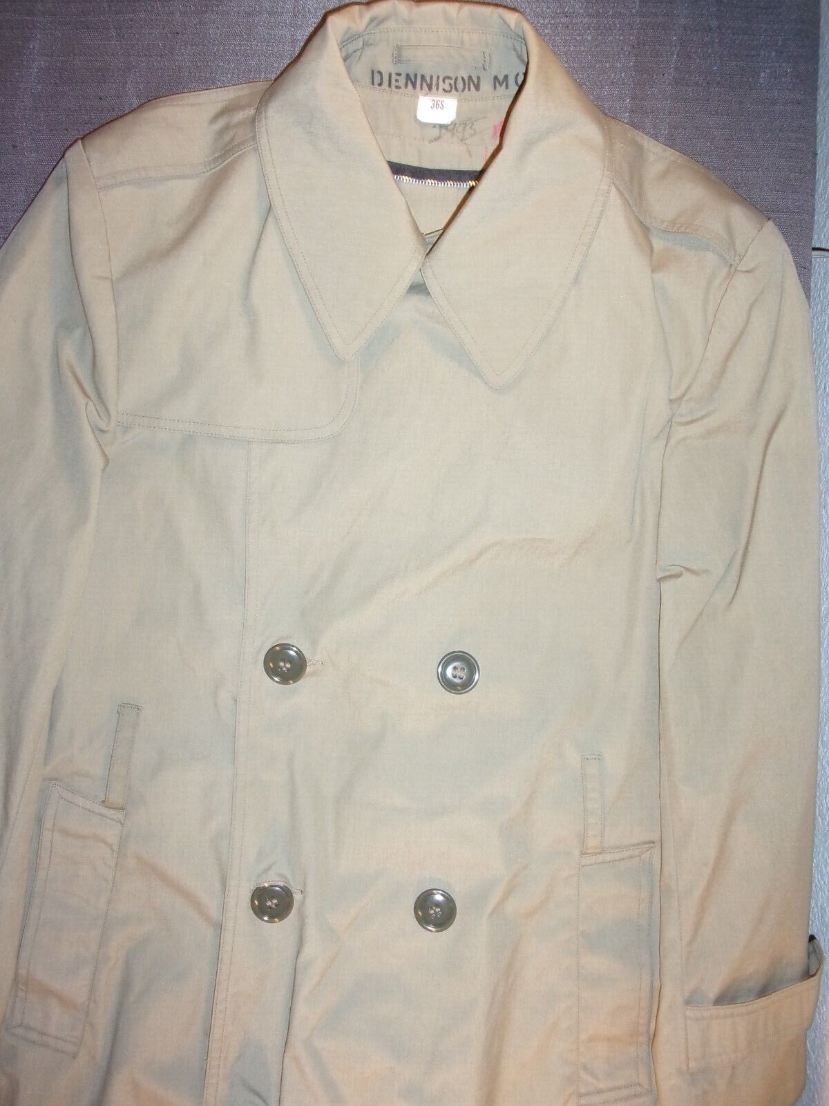 USGI U.S. MILITARY USMC MANS TAN OVERCOAT/TRENCHCOAT WITHOUT LINER 36 SHORT - $30.95