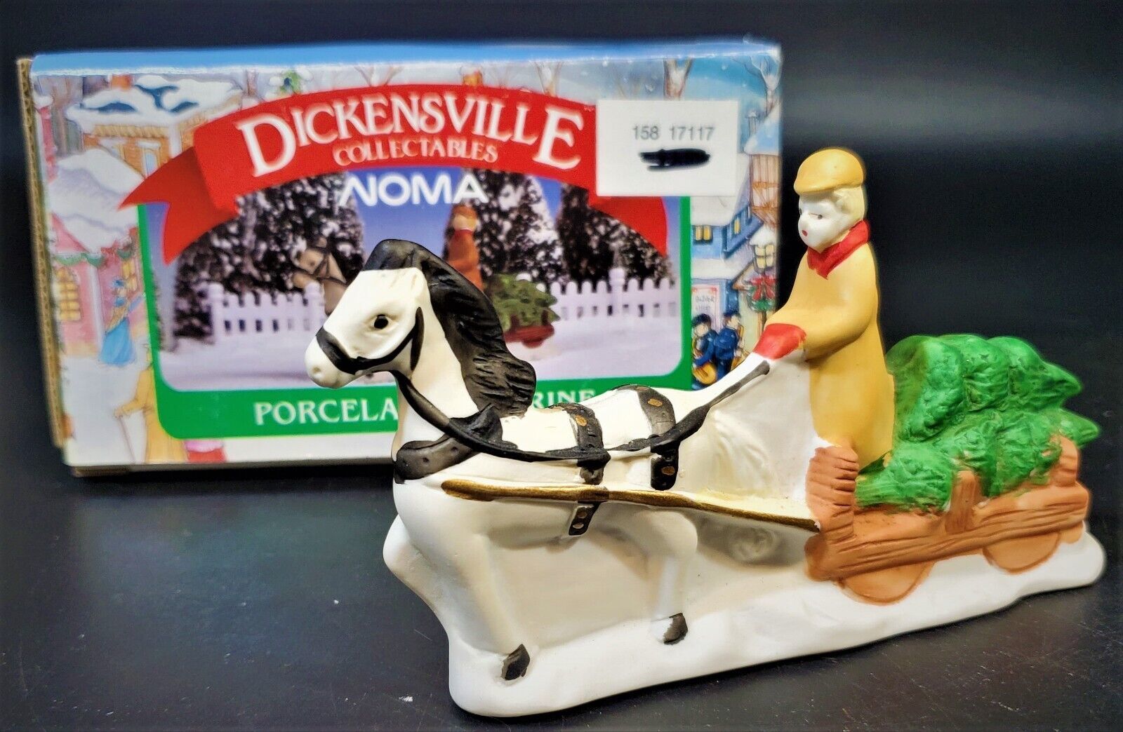 DICKENSVILLE COLLECTABLES 1991 Bringing Home a Tree Porcelain Figurine NOMA 6118 - $17.81