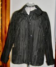 VINTAGE “UbU” BLACK FABRIC BLEND JACKET w/ ACCORDION PLEATING + QUILTING... - $38.61