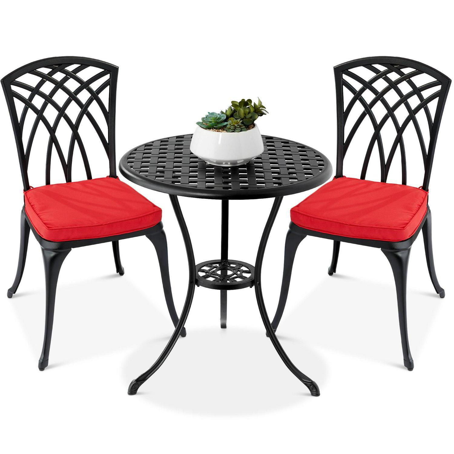 Primary image for Patio Bistro Set 3-Piece W/ Umbrella Hole, 2 Chairs, Polyester Cushions