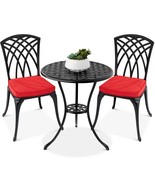 Patio Bistro Set 3-Piece W/ Umbrella Hole, 2 Chairs, Polyester Cushions - £218.09 GBP