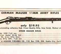 1963 German Mauser 11MM Army Rifles Model 1909 Advertisement Hunting E91F - $27.17 CAD