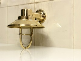 Modern Nautical Brass Bulkhead Wall Sconce - New Maritime Design Fixture - $145.13