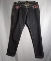 COOGI Women&#39;s Blackish Slim Straight Leg Embordered Pockets Dark Wash Jeans 20W - £27.25 GBP