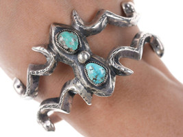 Nice Vintage Native American Silver/turquoise sandcast cuff bracelet n - $519.75