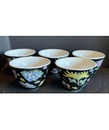 VTG Jingdezhen Zhongguo Famille Rose Sake Tea Cups 2” Noire Mille Fleur ... - $48.33