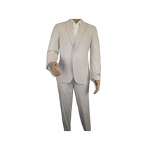 Men Seersucker Suit By Adolfo Stripe Casual Dressy Summer Suit 2 Button C624 Tan image 2