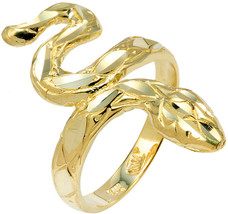 10K Yellow Gold Diamond Cut Scale Shape Snake Ring - £230.11 GBP