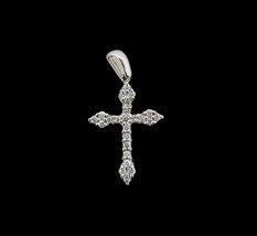 0.50ctw Round Natural Diamond Religious Cross Pendant 14K White Gold - £393.38 GBP