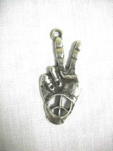 Vintage Peace Sign Hand Symbol Hippie Way Cool Cast Pewter Pendant Adj Necklace - £7.17 GBP