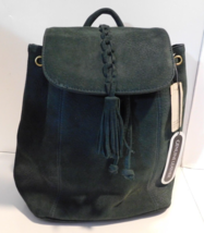 Vintage 1980&#39;s Carla Marchi Forest Green Genuine Leather Backpack Bag Br... - £70.79 GBP