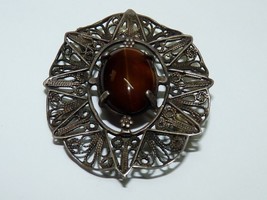 Antique / Vintage 800 Silver Filigree Hand-Crafted Scalloped Brooch Pin,... - $68.53