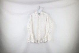 Vtg 50s Mens Medium Sanforized Brocade French Cuff Collared Button Shirt White - £74.46 GBP