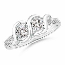 ANGARA Twisted Two Stone Diamond Wrap Ring with Diamond Accents - £945.78 GBP