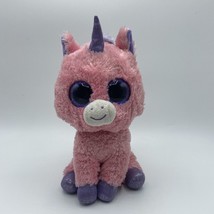 Ty Beanie Boos MAGIC Pink Unicorn 10&quot;Plush Purple Shiny Hooves Horn Glitter Eyes - £5.91 GBP