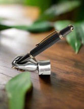 Round Top Black Carbon Fiber Sleeve Pen Cast in Clear Resin with a Gold ... - $44.99