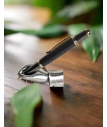 Round Top Black Carbon Fiber Sleeve Pen Cast in Clear Resin with a Gold ... - $61.11 CAD