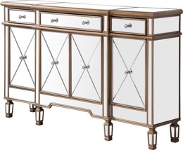 Side Cabinet Contemporary Brushed Steel Clear Gold Solid Wood Hand-Painted - £1,209.96 GBP