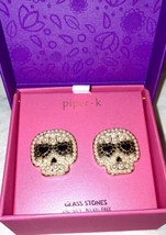 Sugar Skull Earrings NEW Halloween in gift box Glass stones lead free - £16.37 GBP
