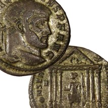 MAXENTIUS. Goddess Roma in TEMPLE. Rare Rome mint Large Roman Empire Follis Coin - £141.42 GBP