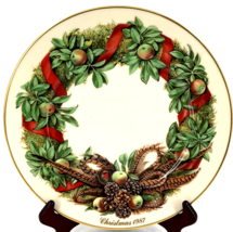 Lenox Colonial Christmas Wreath Plate 1987 Pennsylvania Pine Cones Excel... - $29.69